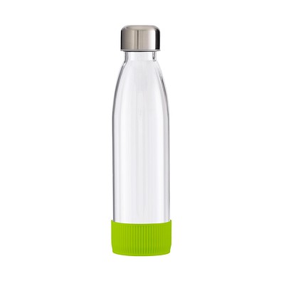 Trinkflasche RETUMBLER-myTOULON GLASS, transparent, Sleeve hellgrün
