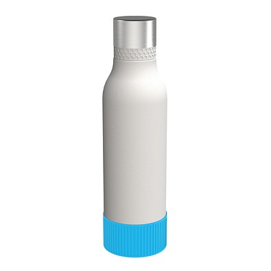 Trinkflasche RETUMBLER-myTOULON II 820, weiß, Sleeve hellblau