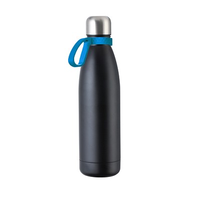 Trinkflasche RETUMBLER-myTOULON, schwarz, Ring hellblau