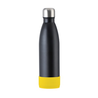 Trinkflasche RETUMBLER-myTOULON, schwarz, Sleeve gelb