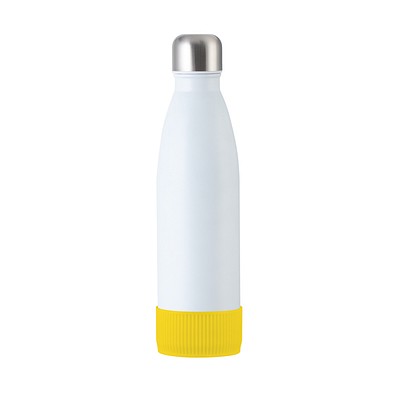 Trinkflasche RETUMBLER-myTOULON, weiß, Sleeve gelb