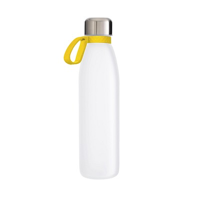 Trinkflasche RETUMBLER-TOULON GLASS, weiß, Ring gelb