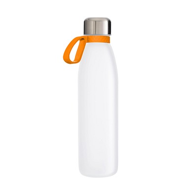 Trinkflasche RETUMBLER-TOULON GLASS, weiß, Ring orange