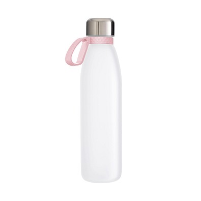 Trinkflasche RETUMBLER-TOULON GLASS, weiß, Ring rosa