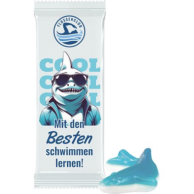 Trolli Fruchtgummi "Hai", Folie weiß, inkl. Druck