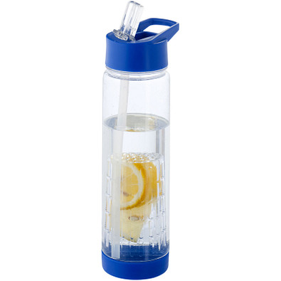 Tutti frutti Tritan Trinkflasche mit Fruchtsieb, 740 ml, transparent,blau