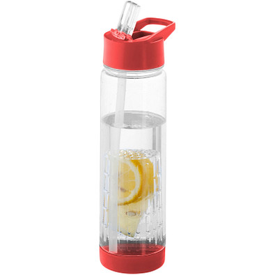 Tutti frutti Tritan Trinkflasche mit Fruchtsieb, 740 ml, transparent,rot