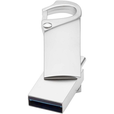 Typ C USB Stick 3.0 mit Karabiner, silber, 64GB
