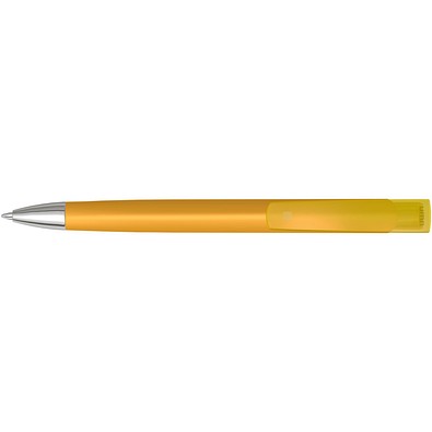 uma® Druckkugelschreiber TrinityGum, mit Metallspitze, blaue Mine, ockergelb