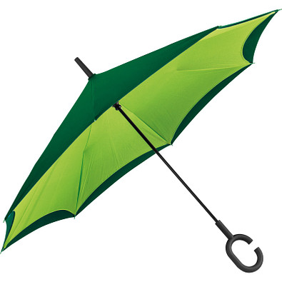 Umklappbarer Regenschirm aus 190T Pongee mit Griff zum Einhängen am Handgelenk, apfelgrün Umklappbarer Regenschirm aus 190T Pongee mit Griff zum Einhängen am Handgelenk, apfelgrün