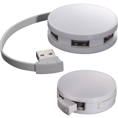 USB-Hub aus Kunststoff mit 4 Anschlüssen, weiss