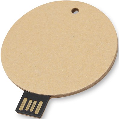 USB-Stick 2.0 rund aus recyceltem Papier, Kraftpapier, 64GB