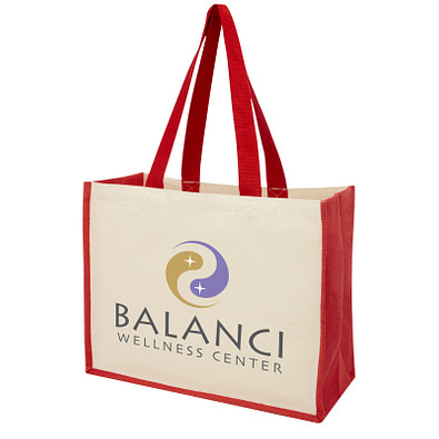 Varai 320 g/m Canvas und Jute Einkaufstasche 23L, rot