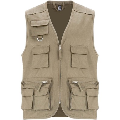 Venera Arbeitsweste mit V-Ausschnitt und mehreren Taschen, 200 g/m2, dunkelsand, 3XL