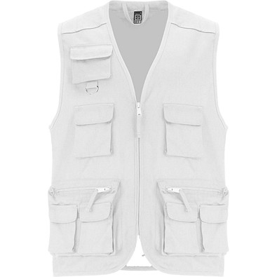 Venera Arbeitsweste mit V-Ausschnitt und mehreren Taschen, 200 g/m2, weiss, 3XL