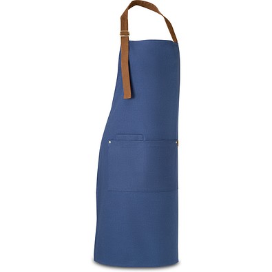 VESPER. Schürze aus 100% Canvas-Baumwolle (300 g/m²) mit Metalldetails, Blau