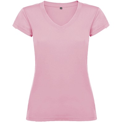 Victoria T-Shirt mit V-Ausschnitt für Damen, hellrosa, 2XL
