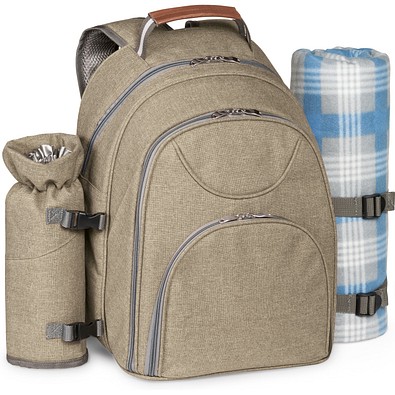 VILLA. Thermischer Picknick-Rucksack aus 600D, hochdichtem, recyceltem Polyester, Hellbraun
