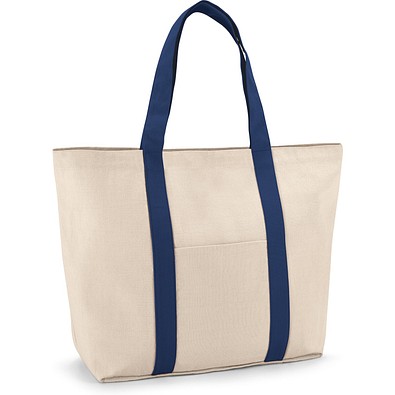 VILLE. Tragetasche aus 100% Canvas-Baumwolle mit einer Innentasche (280 g/m²), Blau