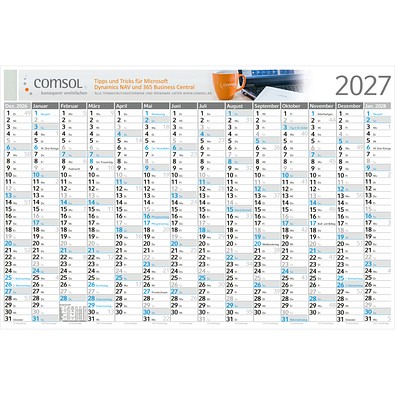 Geiger-Notes Wandplaner Horizont Bestseller, L, inkl. Druck, blau