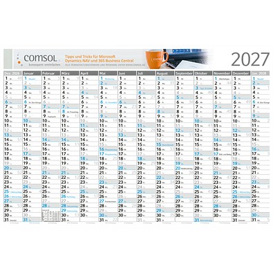 Geiger-Notes Wandplaner Horizont Bestseller, M, inkl. Druck, blau