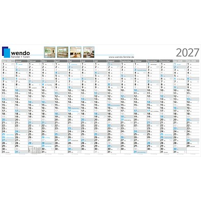 Geiger-Notes Wandplaner Horizont Bestseller, XL, inkl. Druck, blau