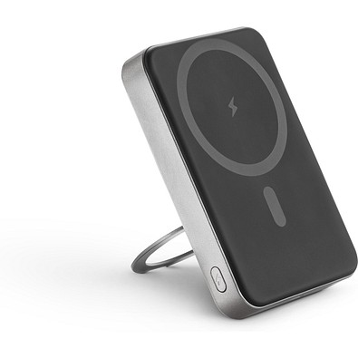 WARSHEL 10. Magnetische Powerbank mit 10'000 mAh und superschnellem kabellosem Ladegerät (15 W) aus recyceltem ABS (100% rABS) mit Ständer, Dunkelgrau