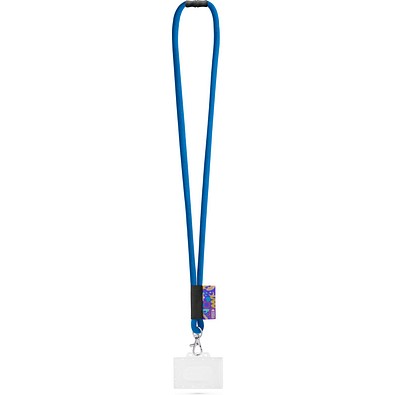 WATFORD. SET Lanyard TUBE Long (Ø 7 mm) mit 9 mm Auslösekarabiner, Ø 7 mm Sicherheitsverschluss und 91 x 68 mm starrem Ausweis-/Kartenhalter, 303 - Blau
