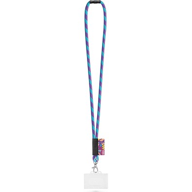 WATFORD. SET Lanyard TUBE Long (Ø 7 mm) mit 9 mm Auslösekarabiner, Ø 7 mm Sicherheitsverschluss und 91 x 68 mm starrem Ausweis-/Kartenhalter, Lila/Hellblau