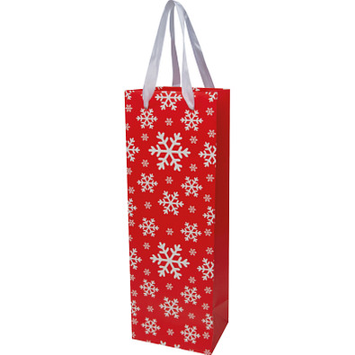 Weihnachtstragetüte aus Papier für eine Flasche, rot