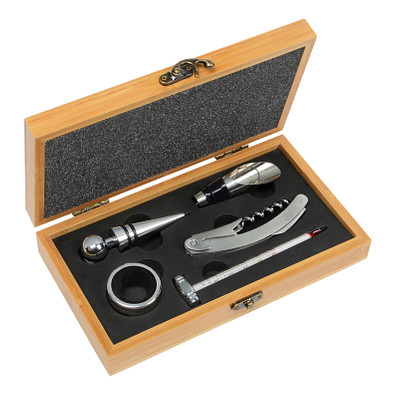 Weinset BAMBOO PLEASURE,braun, silber