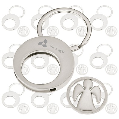 Werbe-Sparset Schlüsselanhänger mit Chip Engel, 100-tlg., inkl. Gravur, silber