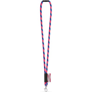 WISBECH. SET Lanyard TUBE Long (Ø 7 mm) mit 9 mm Schnappkarabiner und Ø 7 mm Sicherheitsverschluss, Rosa Hexachrome/Königsblau