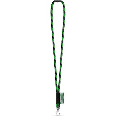 WISBECH. SET Lanyard TUBE Long (Ø 7 mm) mit 9 mm Schnappkarabiner und Ø 7 mm Sicherheitsverschluss, Schwarz/Grün