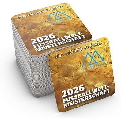 Geiger-Notes WM-Bierdeckel quadratisch, Motiv Pokalgold, inkl. Druck