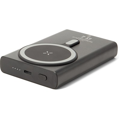 WRIGHT 10. Magnetische Powerbank mit Schnellladefunktion aus recyceltem Aluminium und recyceltem ABS, 10'000 mAh, Schwarz