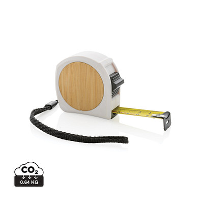 XD COLLECTION 5m/19mm Maßband aus RCS recycelt. Kunststoff & Bambus, weiß