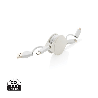 XD COLLECTION 6-in-1 Kabel aus TPE und RCS Standard recyceltem Kunststoff, weiß