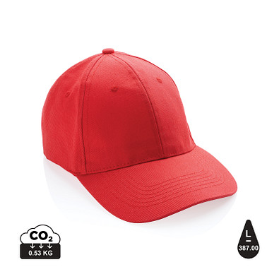XD COLLECTION Impact 6 Panel Kappe aus 280gr rCotton mit AWARE™ Tracer, sattes rot