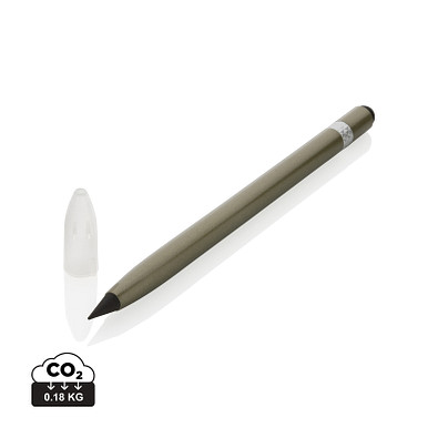 XD COLLECTION Tintenloser Stift aus Aluminium mit Radiergummi, grün