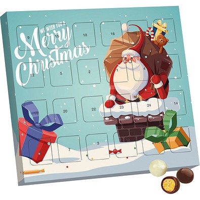 XS Adventskalender Brandt Knusperkugeln Black & White, Weihnachtsmann im Kamin
