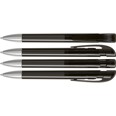 uma® Kugelschreiber YES SI transparent inkl. Metallspitze, anthrazit
