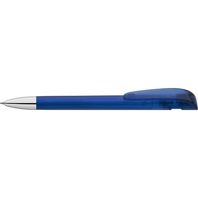 uma® Kugelschreiber YES SI transparent inkl. Metallspitze, dunkelblau