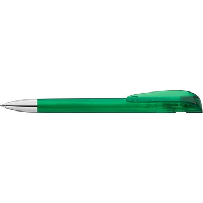 uma® Kugelschreiber YES SI transparent inkl. Metallspitze, dunkelgrün