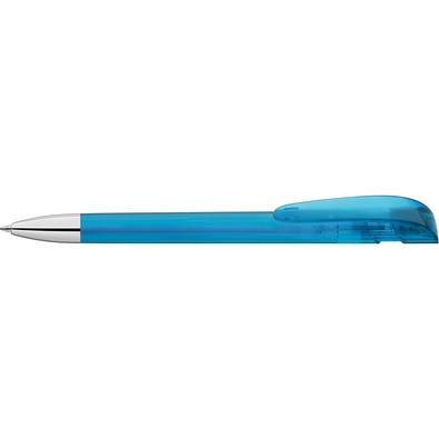uma® Kugelschreiber YES SI transparent inkl. Metallspitze, hellblau