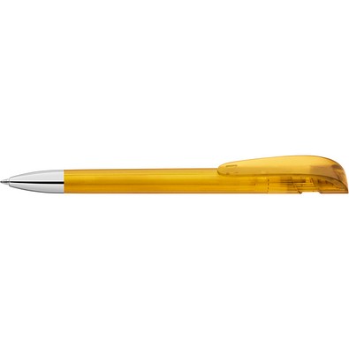 uma® Kugelschreiber YES SI transparent inkl. Metallspitze, ockergelb