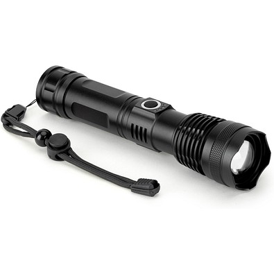 YVIAN. Recycled aluminium rechargeable torch (100% rAL) 10 W, Schwarz