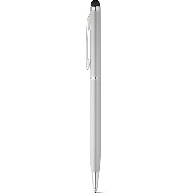 ZOE. Aluminium-Kugelschreiber mit Drehmechanik und einer Touch-Spitze, Satinsilber