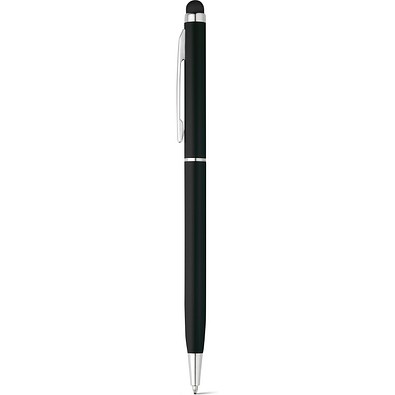 ZOE. Aluminium-Kugelschreiber mit Drehmechanik und einer Touch-Spitze, Schwarz