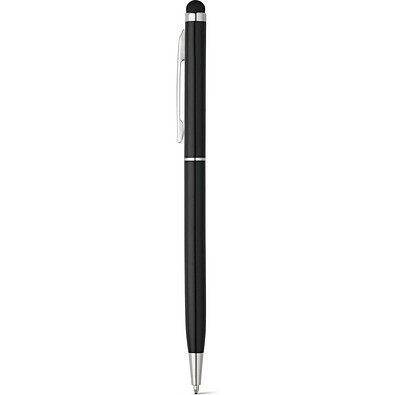 ZOE BK. Kugelschreiber aus Aluminium mit Touchpen-Spitze, Schwarz